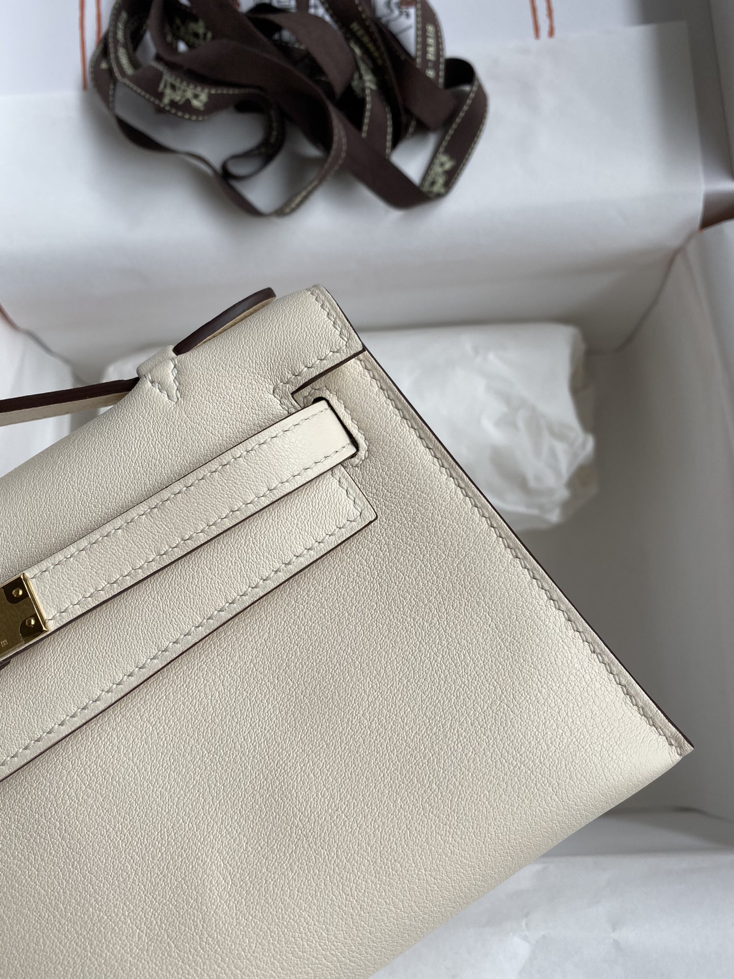 Hermes Mini Kelly Pochette 22cm Bag In White Swift Leather